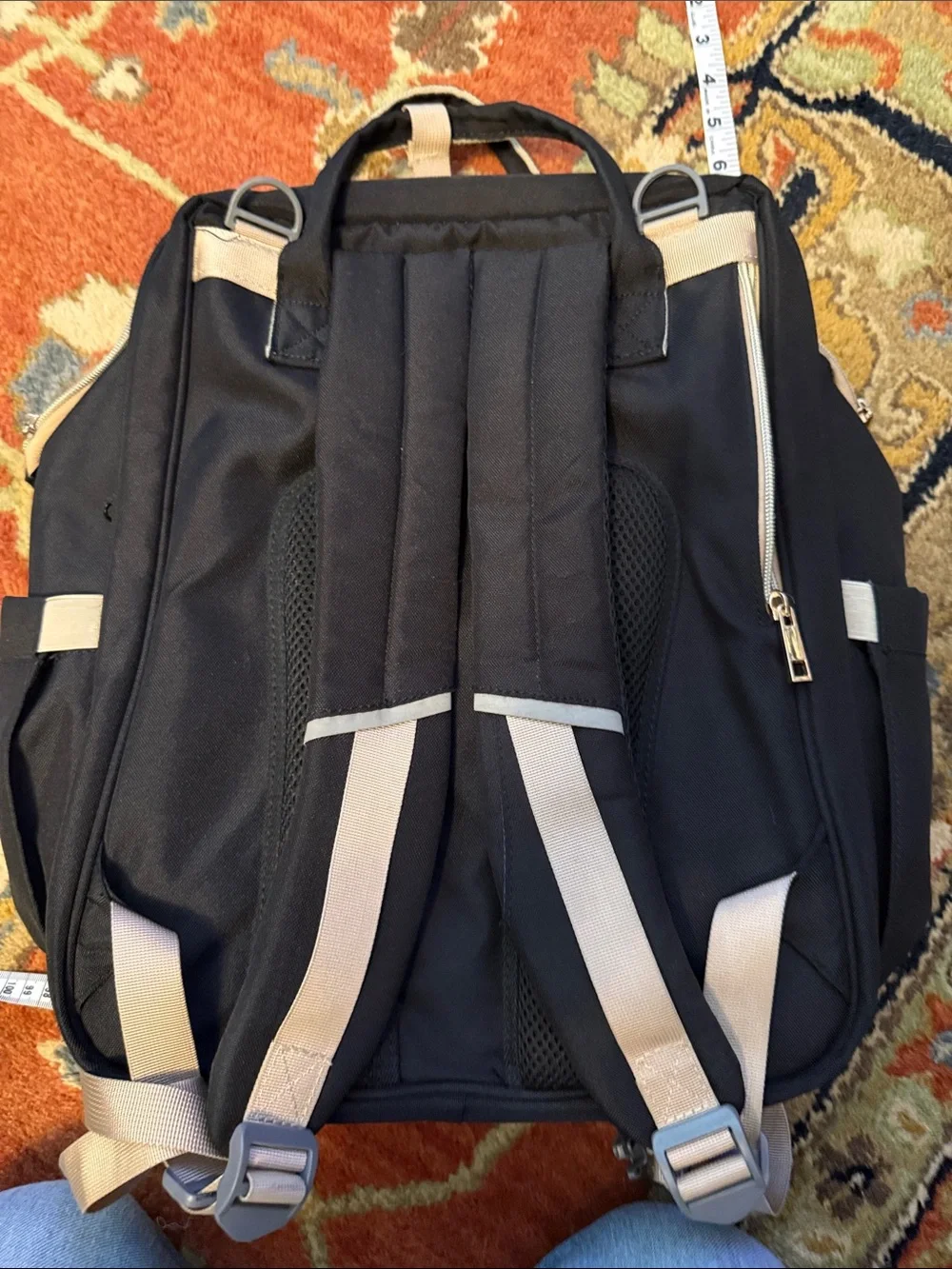 Citibab Black Travel Diaperbag Backpack with Tan Trim